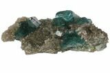 Cubic, Blue-Green Fluorite Crystals on Quartz - China #132740-1
